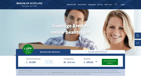 Bank of Scotland - Kredit bis 50 000 €