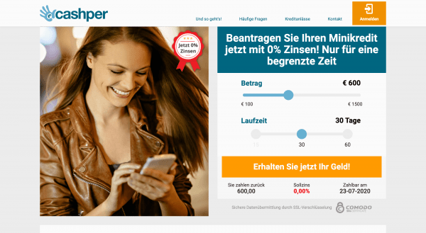 Cashper - Kredit bis 1 500 € Screenshot