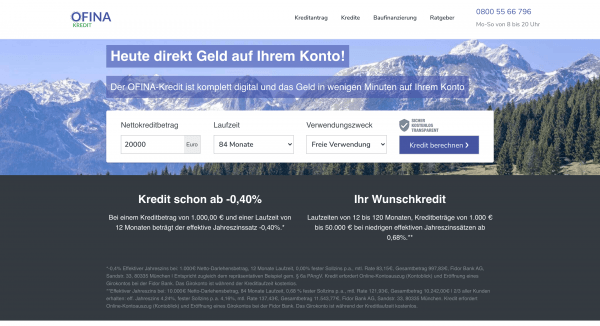 OFINA-Kredit - Kredit bis 50 000 €